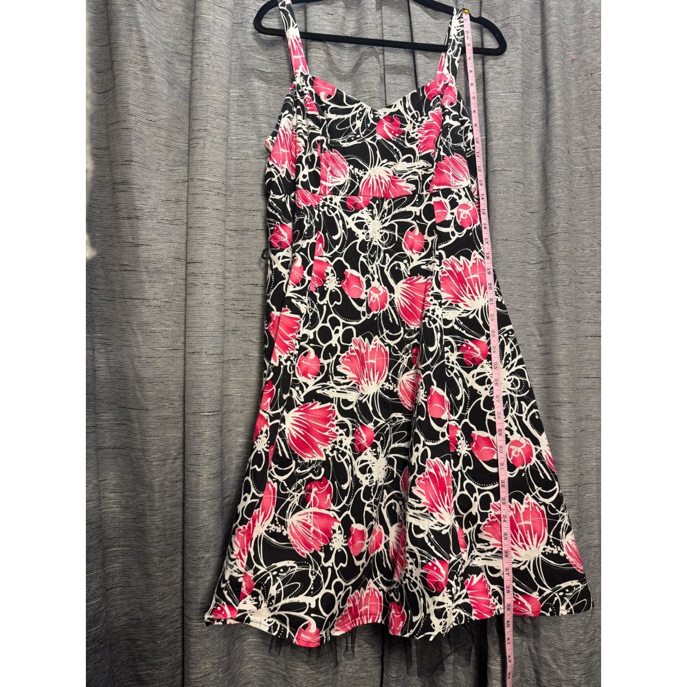 Dressbarn Floral Fit & Flare Dress‎ Sleeveless Party Cocktail Black Pink 14